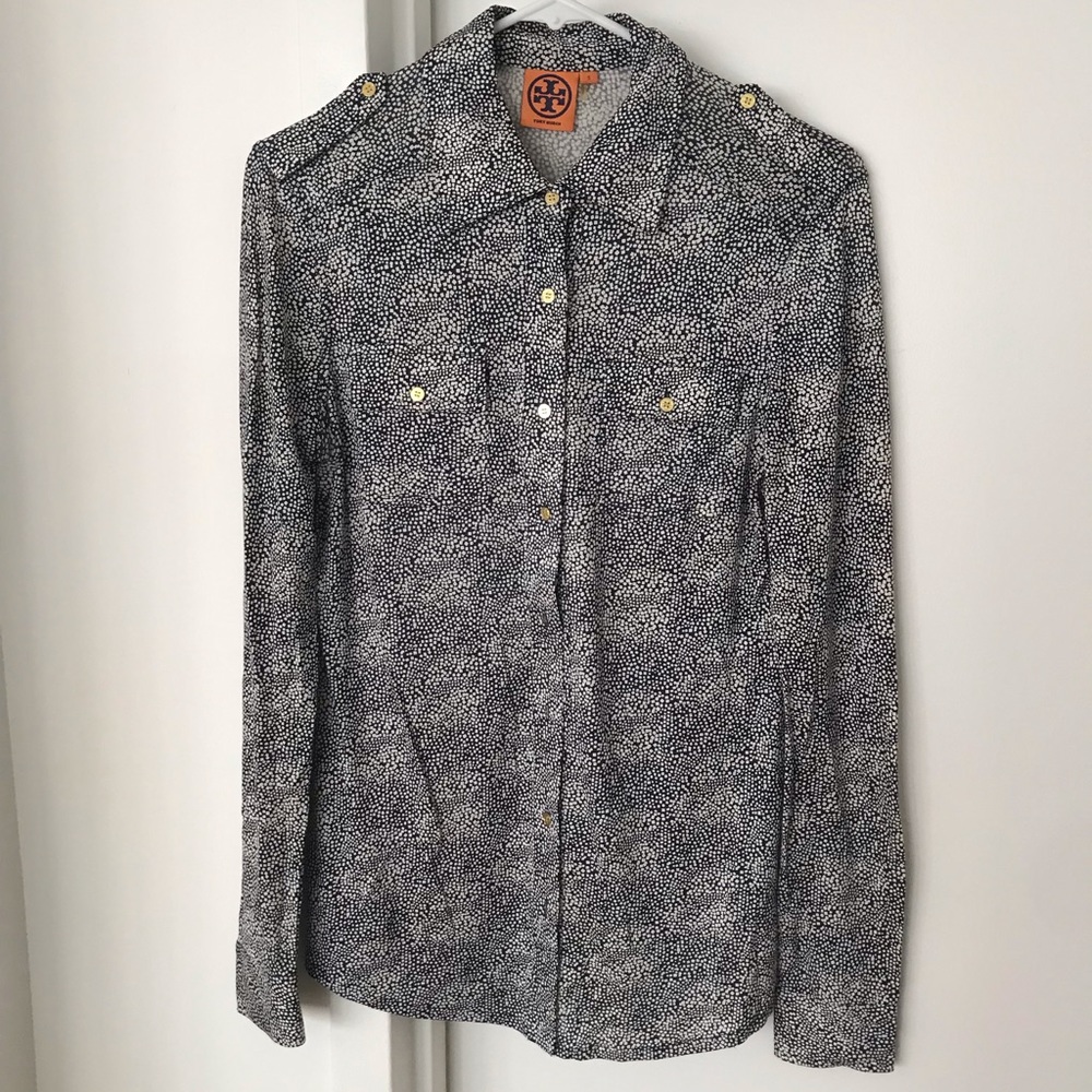 TORY BURCH long sleeve button down w/ gold detail
